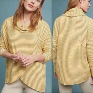 Anthropologie Saturday Sunday Cowl Neck Oversized Striped Sweater sz L Cozy Soft